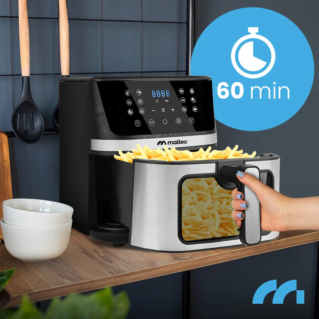 Friteuse sans huile 1800W hublot tactile 12 programmes MalTec 7L