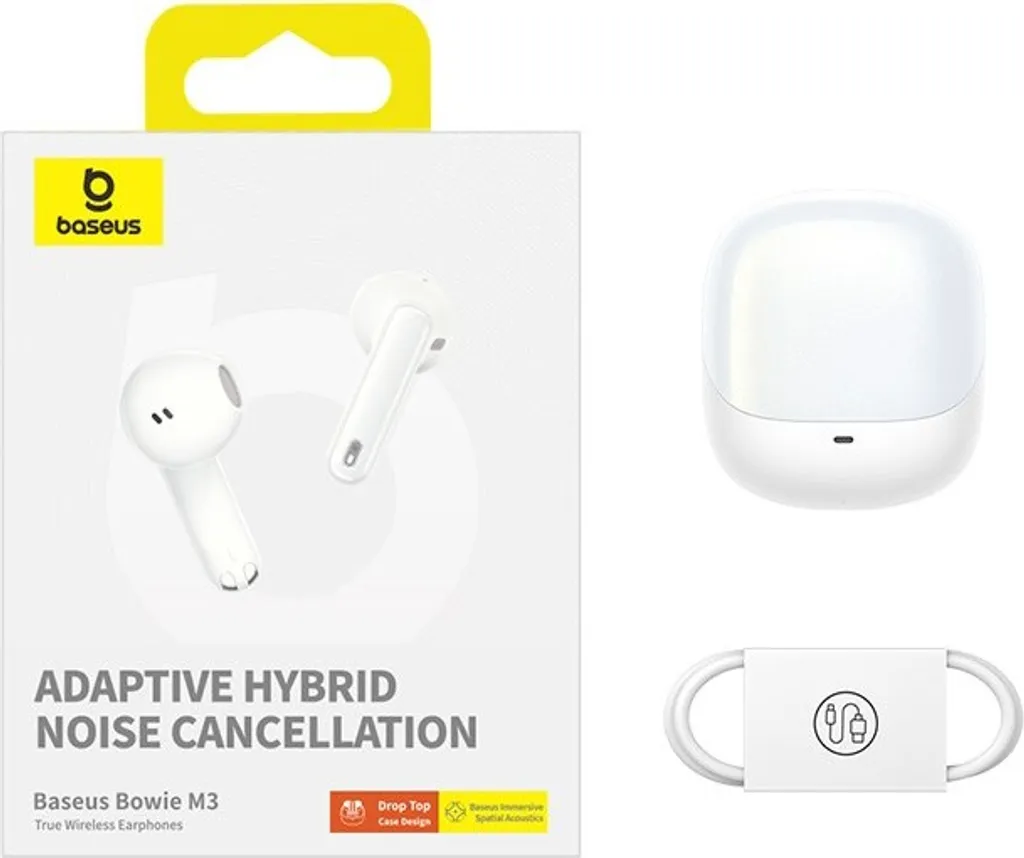 Écouteurs Filaire USB-C Baseus Bowie M3 Son Haute Définition et Design Blanc