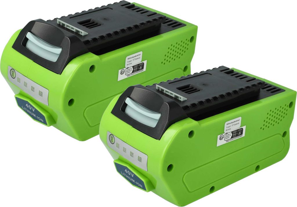 EXTENSILO 2x Akku kompatibel mit Greenworks GD40LM46SPK4X, GD40LM46SPK4, GD40LM46SP, GD40LM45K4, GD40STK2X, GD40ST Rasenmäher (5Ah, 40V Li-Ion)