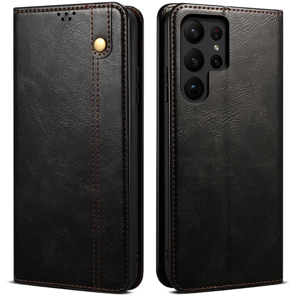 Custodia Samsung Galaxy S25 Ultra Flip Case Portafoglio Stand Nero