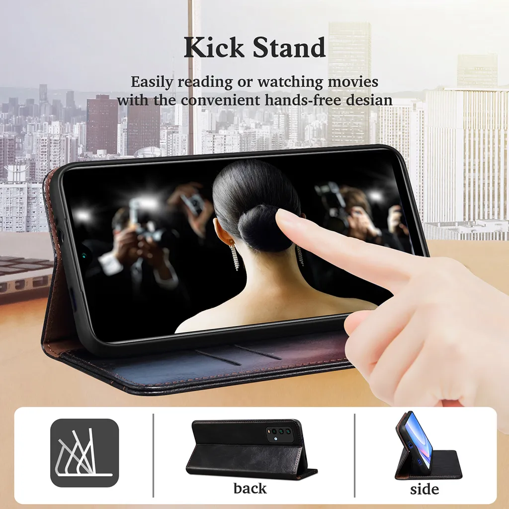 HAOYE Leather Folio Cover per OPPO Reno 10 5G / Reno 10 Pro 5G, PU Premium Filp Case Custodia in Pelle Portafoglio con [Funzione Stand] [Porta Carte] [ Magnetica], Nero