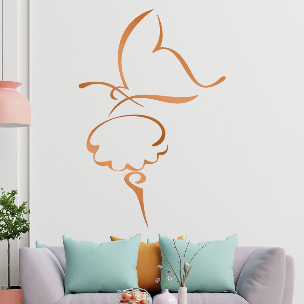 Schmetterling Linien Wandtattoo in 6 Größen - Wandaufkleber Wall Sticker - Dekoration, Küche, Wohnzimmer, Schlafzimmer, Badezimmer