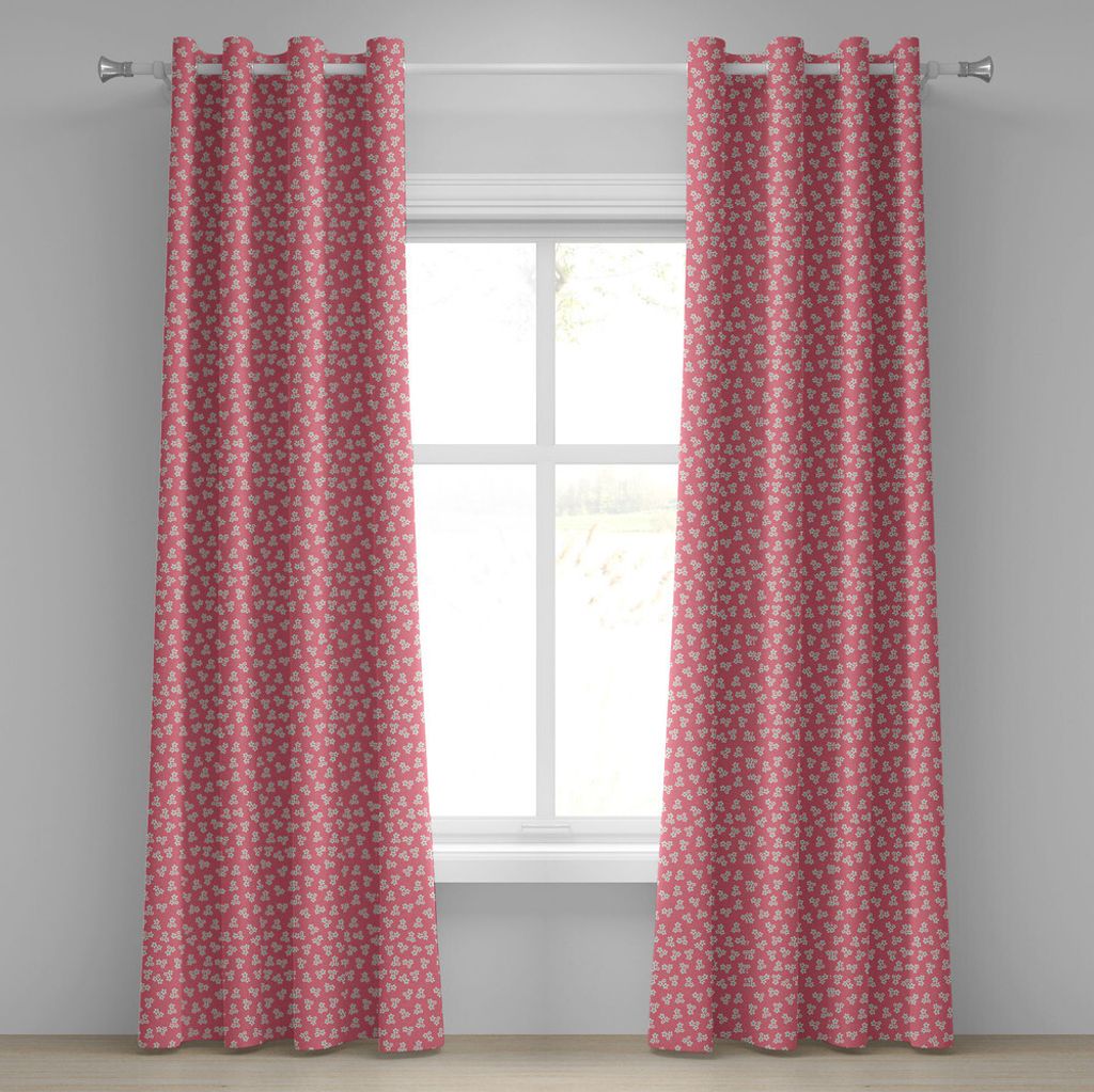 ABAKUHAUS Landhaus Ösenvorhang, Niedliche kleine Gänseblümchen-Blumenstrauß-Mädchen-Schlafzimmer Desgin Frische-Rosa-Hintergrund, Dekorative 2...