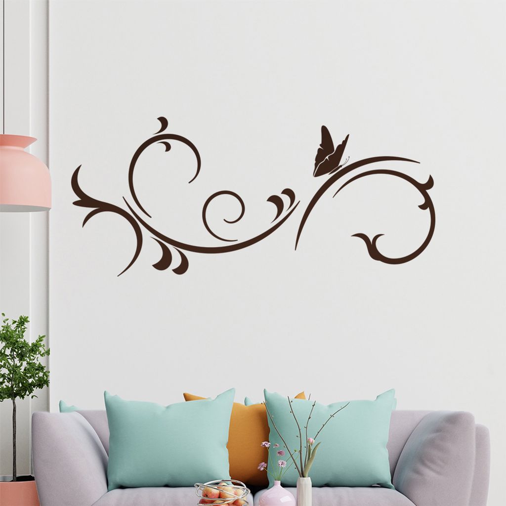 Schmetterling - Ornamente - Sommer Wandtattoo in 6 Größen - Wandaufkleber Wall Sticker - Dekoration, Küche, Wohnzimmer, Schlafzimmer, Badezimmer