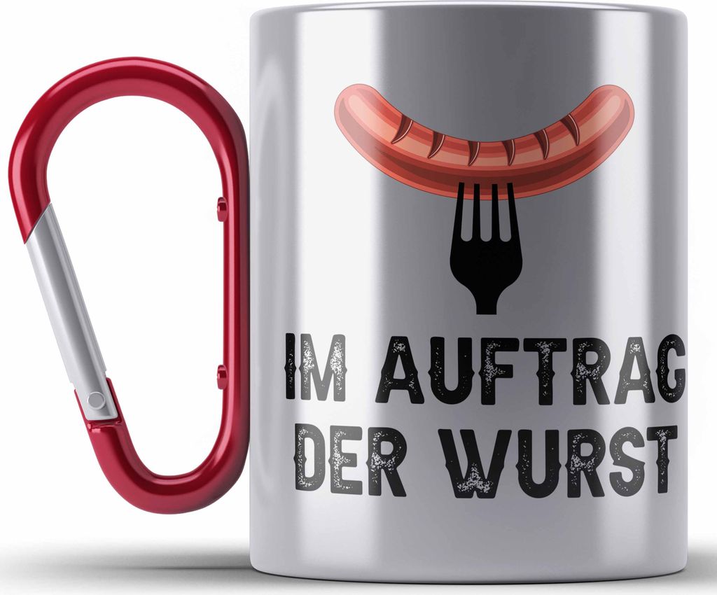 Trendation - Grillen Edelstahl Tasse Karabiner Geschenk Produktbild 