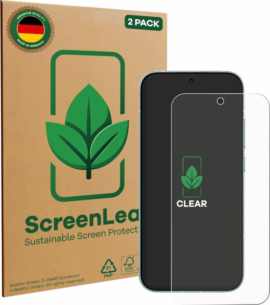 2x ScreenLeaf Schutzfolie für Xiaomi Redmi Turbo 5 5G nachhaltiger Displayschutz Display Schutz Folie Klar Transparent