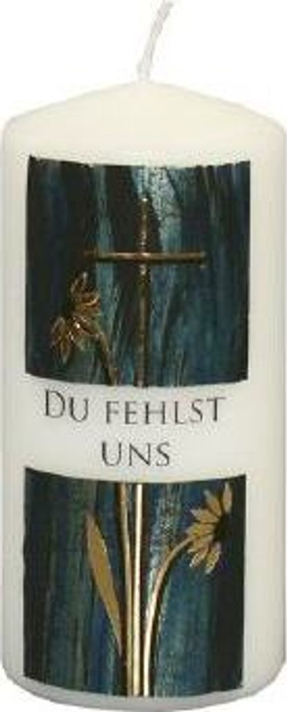 Trauerkerze mit Ornament "Du fehlst uns"