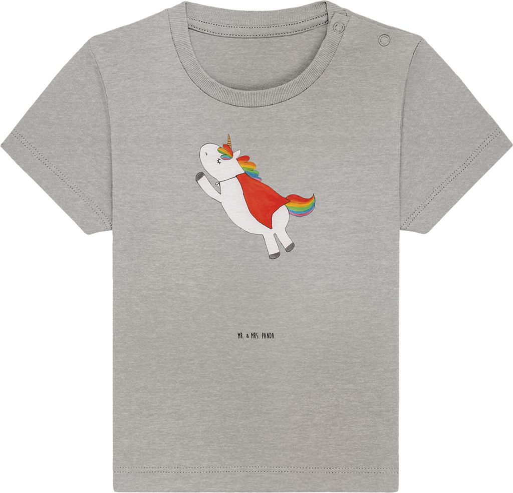 Mr. & Mrs. Panda Organic Baby Shirt Einhorn Geburtstag 24. - 36. Monat - Heather Grey - Geschenk, T-Shirt, Kinder, Geburtstagsgeschenk, Kurzarmshir...