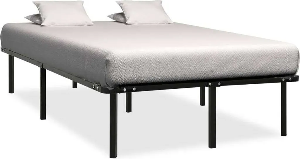 vidaXL Lit Noir Métal 120x200 cm - Cadre de Lit Robuste avec Sommier
