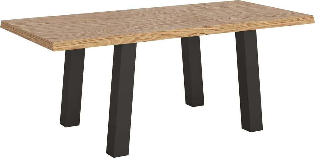 Fester Tisch 90x200 cm Svalen entrindete Eiche mit anthrazitfarbenen Beinen