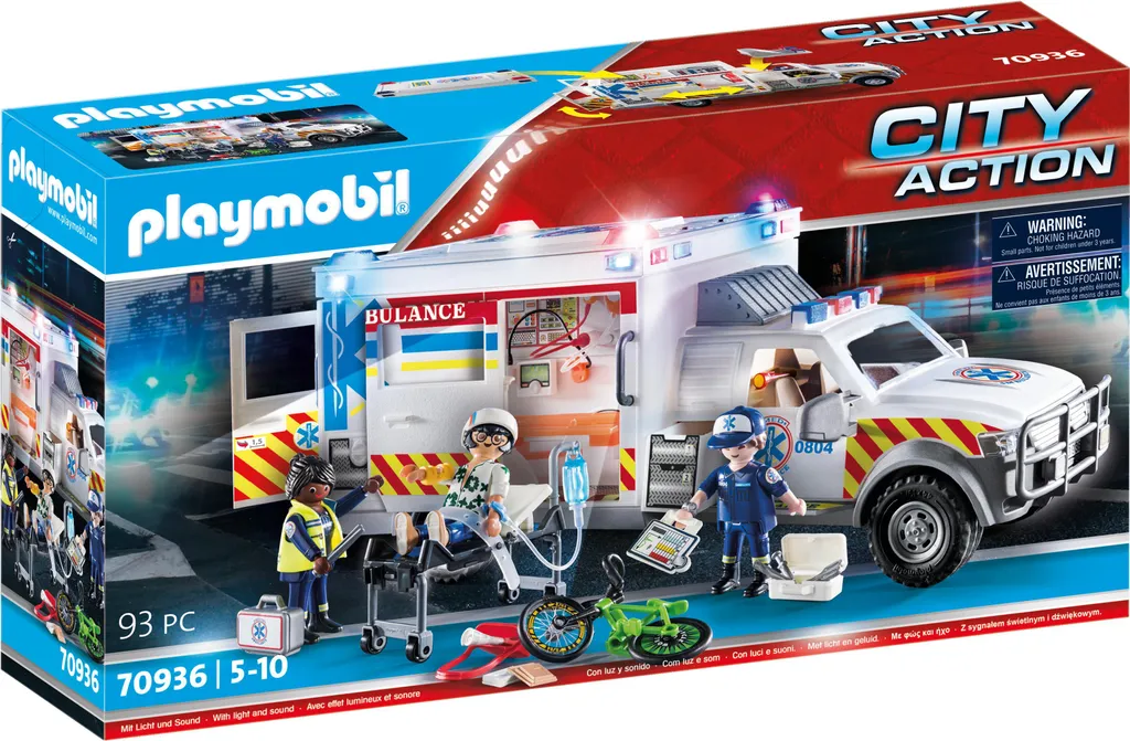 Ambulance PLAYMOBIL 70936 City Action pour jouer au docteur et urgences
