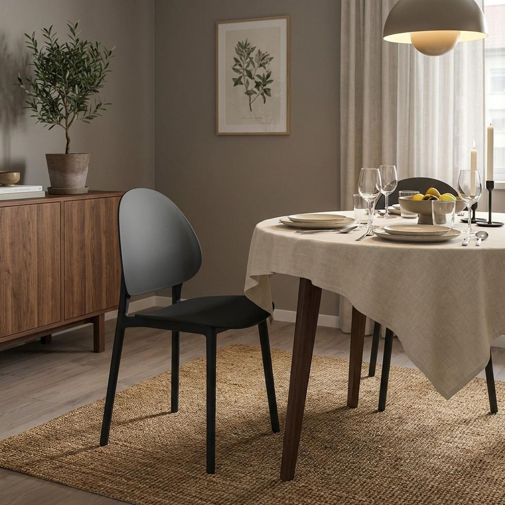 Moderner Stuhl für Küche, Terrasse und Esszimmer aus Polipropylen - Gladys - Dunkel Grau