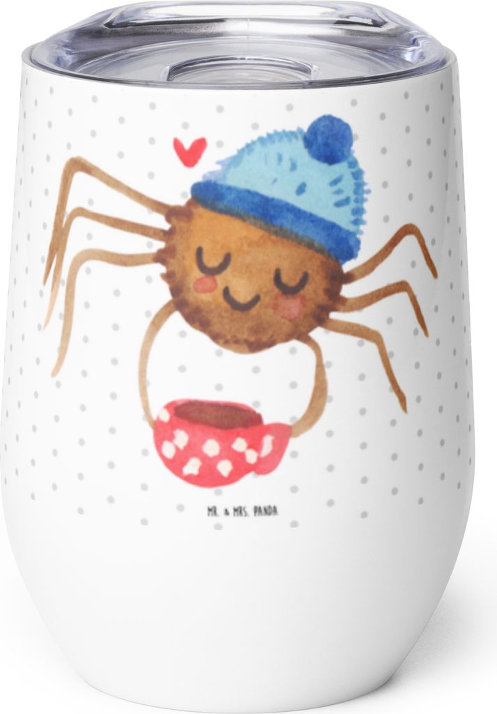 Mr. & Mrs. Panda Thermo Becher Spinne Agathe Kaffee - Weiß - Geschenk, thermosbecher, Weiser Spruch, Edelstahlbecher, tasse, Morgen, Weintumbler, ...