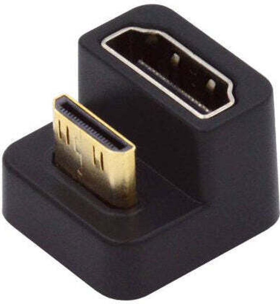 SYSTEM-S HDMI Adapter Mini Stecker zu Standard Buchse U Turn 180° Winkel Kabel in Schwarz