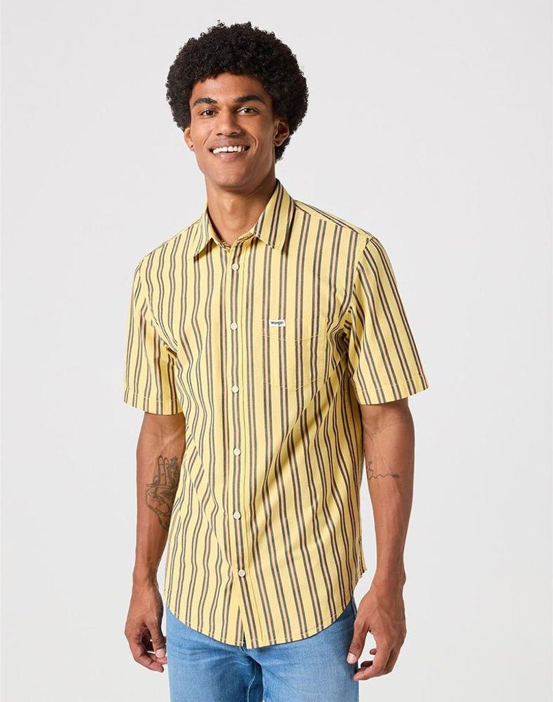 Wrangler 112353168 Kurzarmhemd Gelb M Herren Gelb M