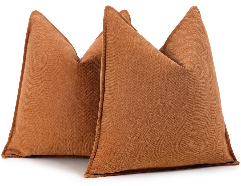 Set aus 2 orangefarbenen Kissenbezügen, 45x45 cm, Chenille-Sofakissen, Kissenbezüge mit elegantem Design, weich und für Sofa, Bett und Wohnacces...
