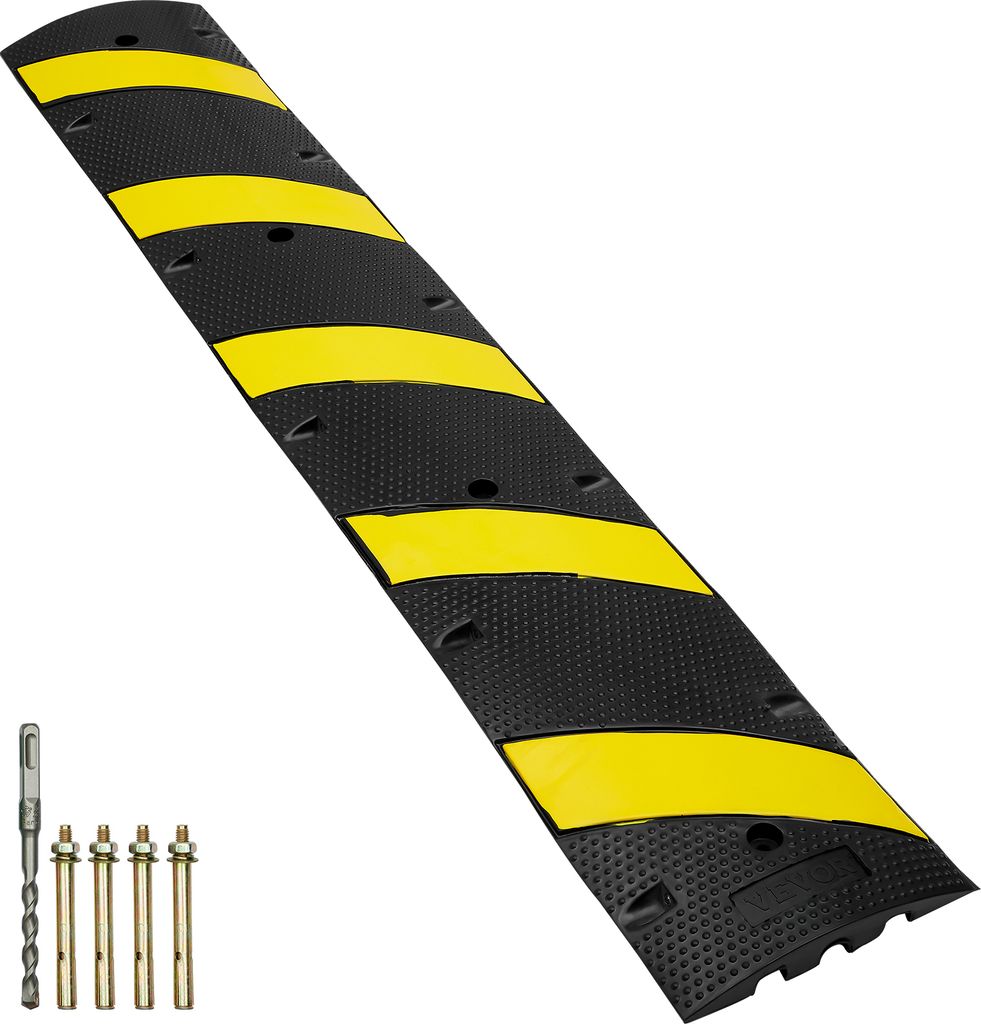 VEVOR 2-Kanal-Kabelschutzrampe Kabelbrücke aus Gummi Schlauchbrücke 183 x 30 x 4,5 cm Überfahrschutz 10000 kg (pro Achse) Tragfähigkeit Kabel R...