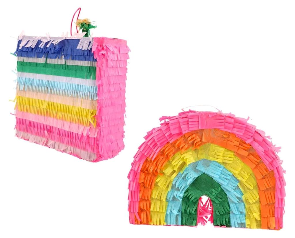 2 Stück Regenbogen Piñata Partydekoration Hängende Dekoration für Events Süßigkeitenhalter mit Spielzeugfüllung Geburtstagsdekoration Gastge...