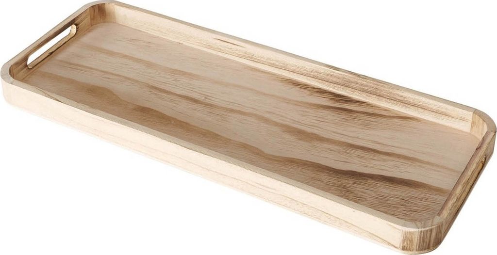 Tablett - 50 x 20 cm - Braun - Paulowniaholz - mit Griffen