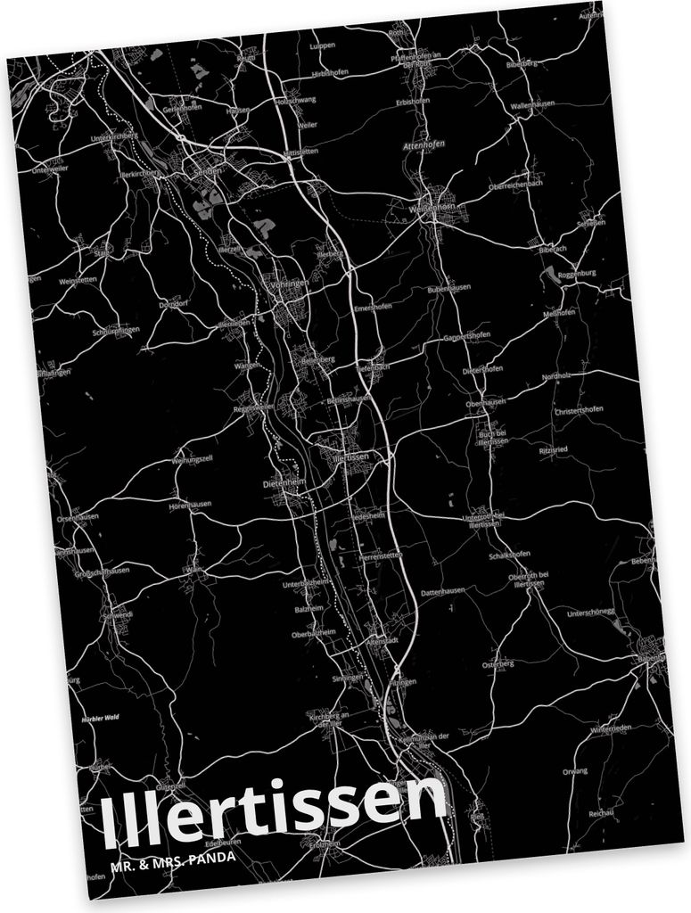 Mr. & Mrs. Panda Postkarte Illertissen - Geschenk, Ansichtskarte, Fotokarte, kunstkarte, Postkarten, Stadt, Grußkarte, Dorf Karte Landkarte Map St...