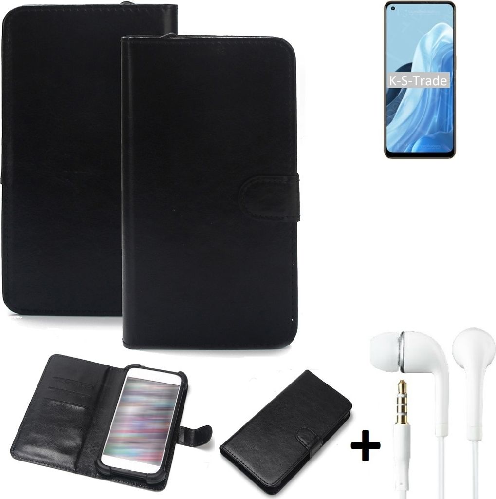 K-S-Trade Wallet Case Handyhülle kompatibel mit Oppo F21 Pro 4G Schutzhülle Flip cover Flipstyle Tasche Hülle Flipcover Slim Bumper schwarz + in