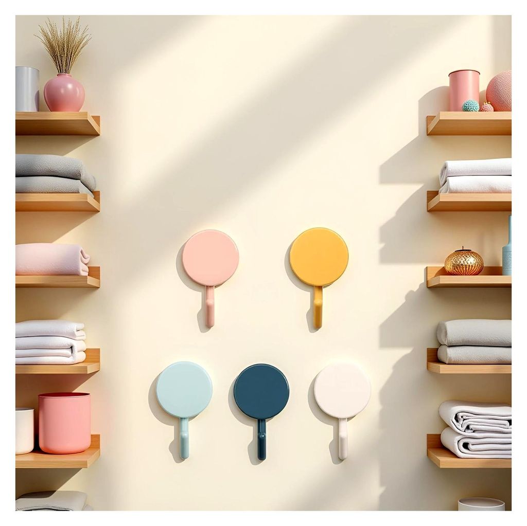 Bunte selbstklebende Haken, Wandhaken, Handtuchhaken, Aufbewahrungshaken, Kunststoff, Schlüsselhalter für Küche, Bad, Büro, Schrank, selbstkleb...