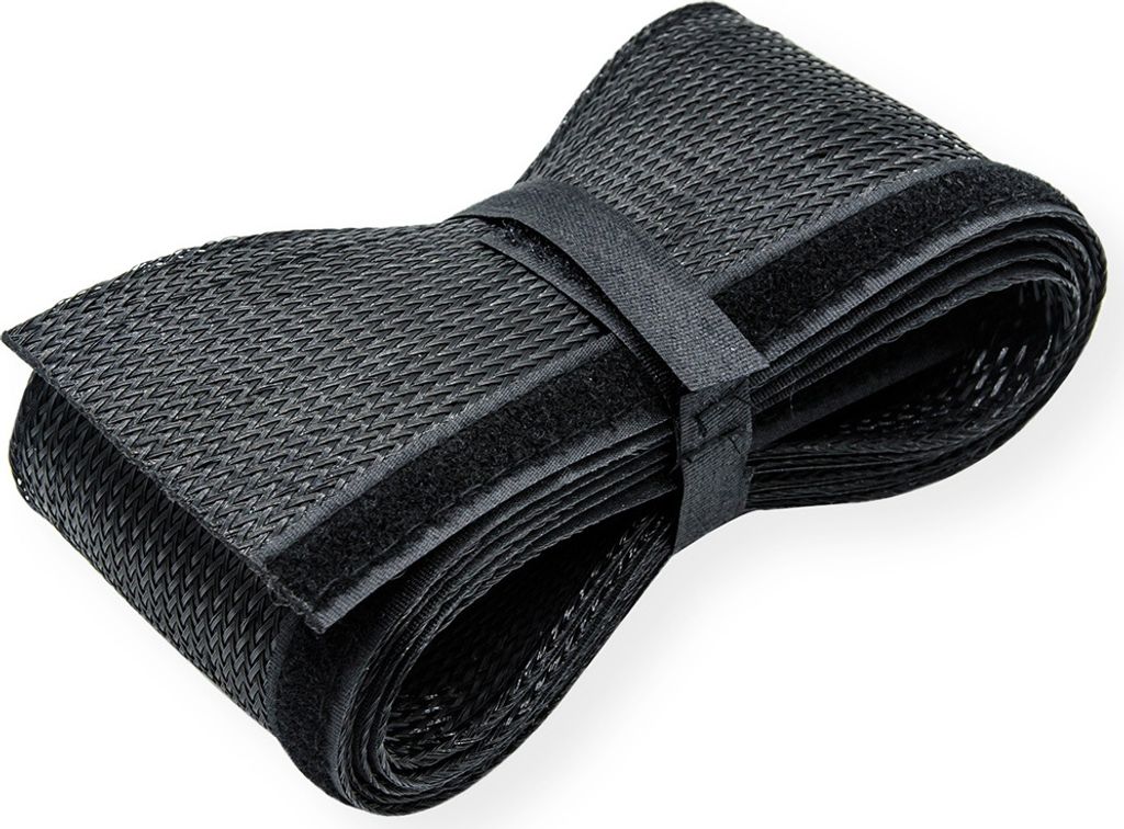 ROLINE PVC Gewebeschlauch für Kabelbündelung, mit Klettband, schwarz, 2,5 m
