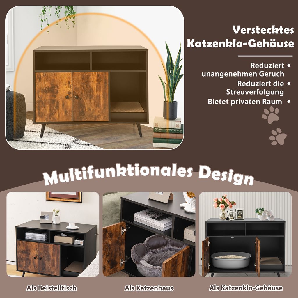 COSTWAY Katzenschrank Katzentoilette mit Kratzunterlage & Produktbild 8
