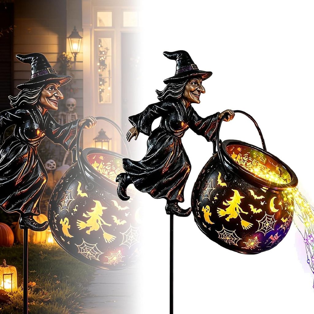 Halloween Witch Cauldron Garden Light, Halloween Gießkanne Produktbild 