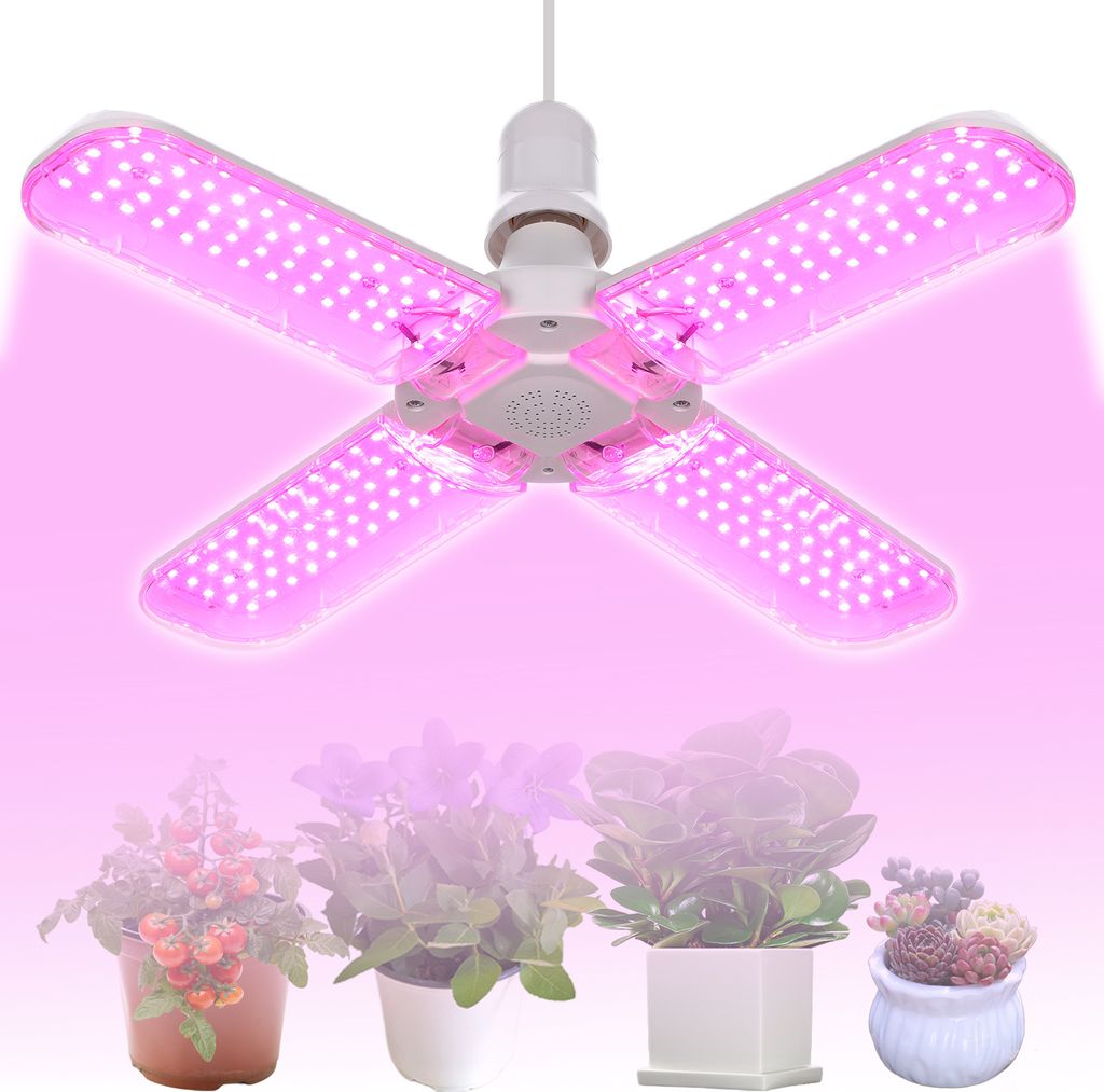 LED Pflanzenlampe Vollspektrum Faltbar,LED Grow Lampe E27, Pflanzenlicht Wachstumslampe für Gewächshaus Zimmerpflanzen(Rosa)