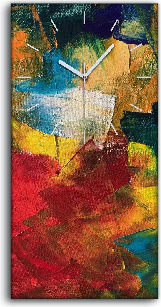 Wohnzimmer-Bild Leinwand Uhr Geräuschlos Kunstdruck 30x60 Malerei Kunst Abstrakt - weiße Hände