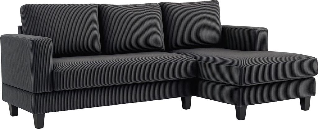 HOMCOM Ecksofa Couch mit Chaiselongue Sofa L Form mit Cord-Optik Dunkelgrau
