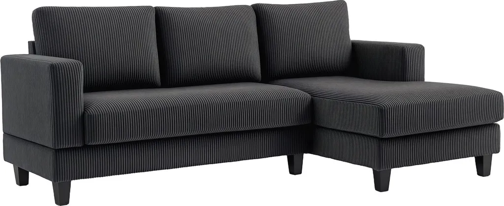 Canapé d'angle gris pour salon et appartement velours côtelé 214 cm