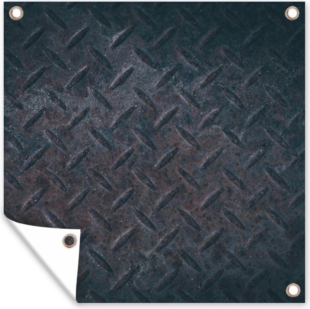 MuchoWow 100x100 cm Outdoor-Poster Gartendeko Sichtschutz Garten Poster für den Garten Eisen - Platten - Rost