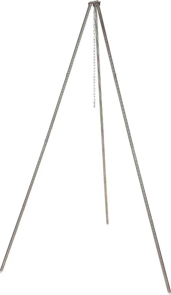 Trépied FoxOutdoor de 1,9 m en acier inox avec chaîne et crochet robuste