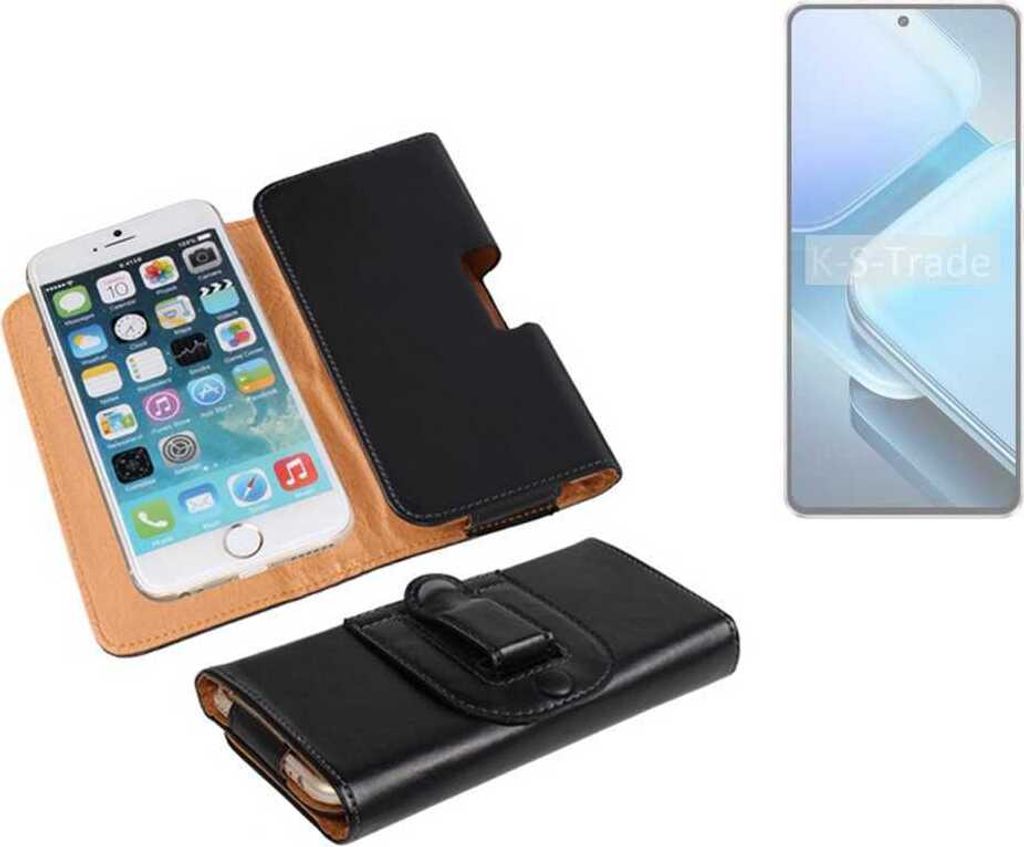 K-S-Trade Schützhülle Handyhülle kompatibel mit Vivo iQOO Z9 Holster Gürtel Tasche Schutzhülle Handy-Tasche Smartphone Case Seitentasche schwarz