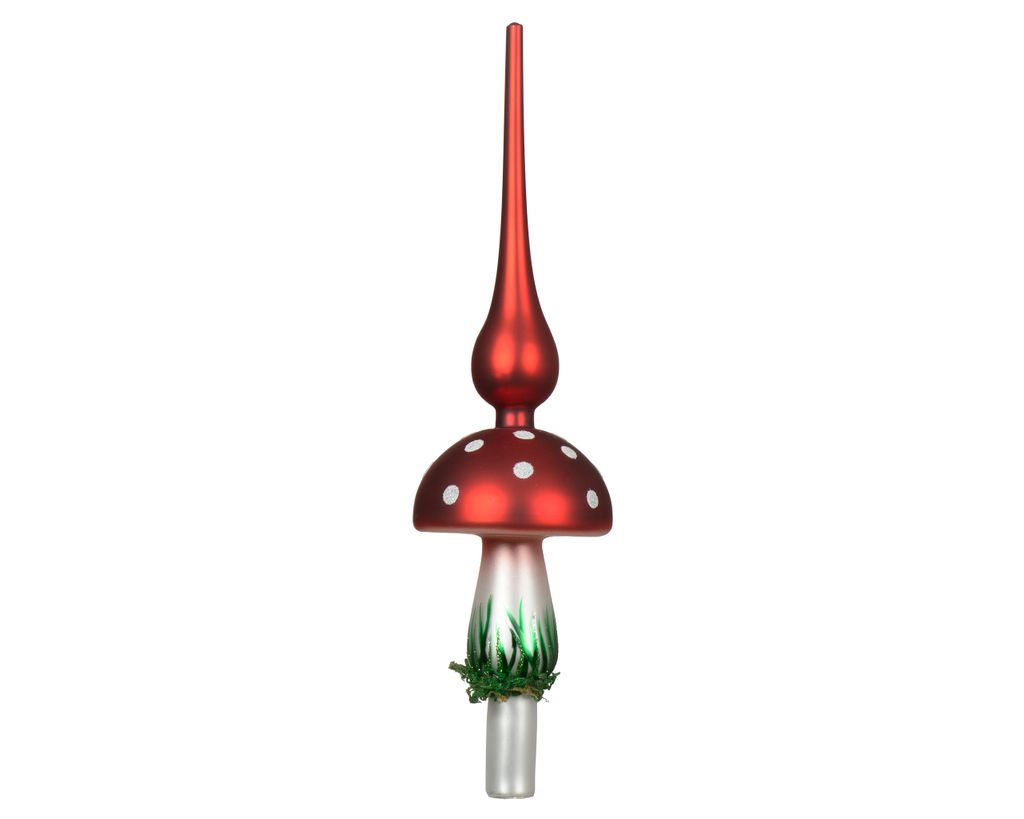 Christbaumspitze Glas Fliegenpilz 31cm Rot Weiß