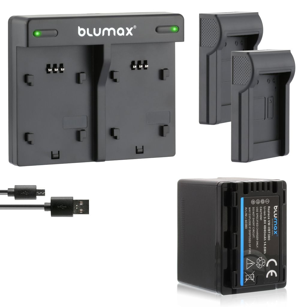 1x Akku + Lader für Panasonic VW-VBT380 HC-V550 VXF999 SDR-T76 4040 mAh