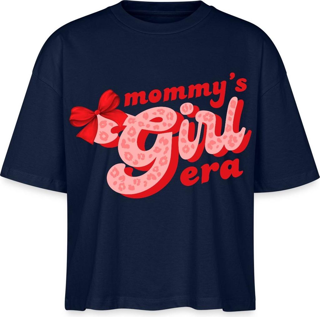 Spreadshirt Mommy’s Girl Era Süßes Mutter Tochter Motiv Boxy Shirt Damen, M, Navy