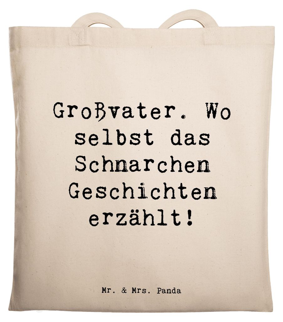 Mr. & Mrs. Panda Stoffbeutel Spruch Großvater Geschichten - Transparent - Geschenk, Tasche, Shopping, Humor, Einkaufstasche, Verwandte, Liebe, Tot...
