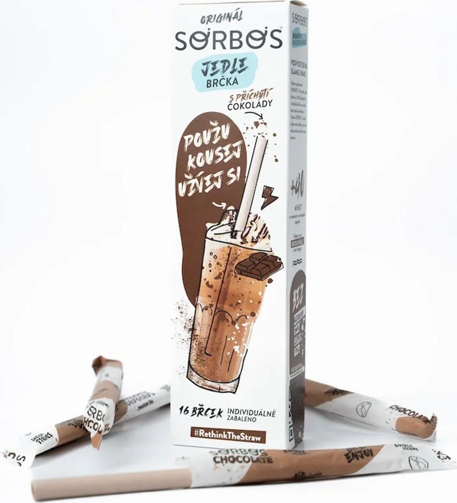 Essbare Fruchtstrohhalme SORBOS - Schokolade (16 Stück) Produktbild 