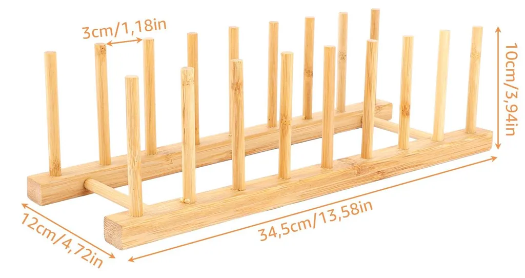Porte-assiettes en bambou 8 compartiments pour couvercles et tablettes - 2