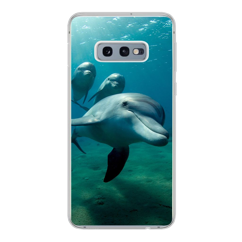 MuchoWow Handyhülle Schutzhülle Hülle für Samsung Galaxy S10e Wasser - Delphin - Blau Silikon Softcase Handy Hülle - Handy