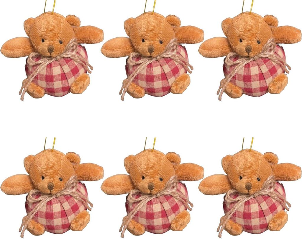Plaid Bear Ornamente für den Baum, 10 cm Mini-Plüschbär mit Plaid-Motiv, Weihnachtsbaumschmuck für die Weihnachtsfeier, Heimdekoration