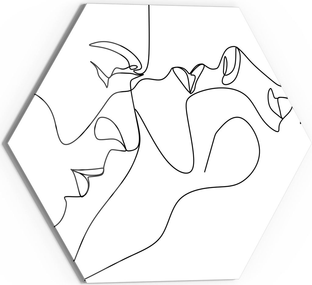 DEQORI Glasbild Echtglas 55x48 cm 'Liebespaar Silhouette' Wandbild Bild modern Deko