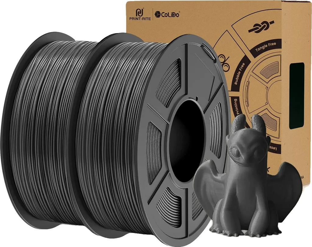Filament 3D TPU Noir 1.75 mm en Bobine de 2 kg Haute Flexibilité