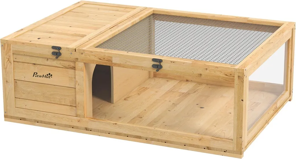 Terrarium enclos en bois pour tortue terrestre avec double zone de vie