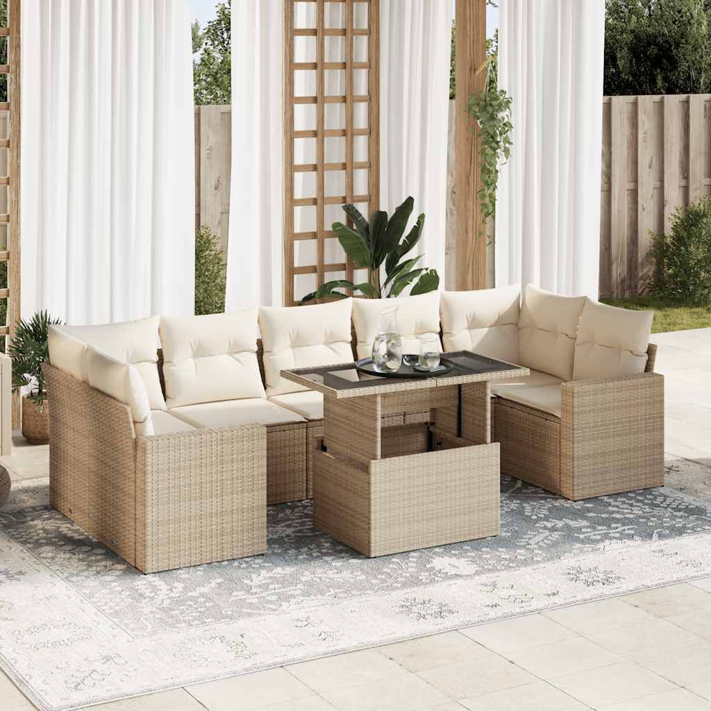 Maison Exclusive - 8-tlg. Garten-Sofagarnitur mit Kissen Beige Poly Rattan