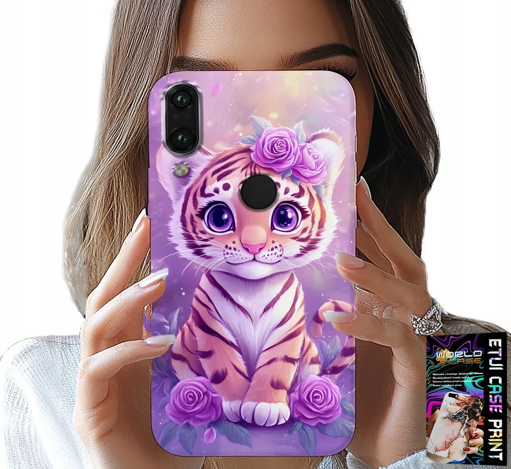 Custodia Xiaomi Note 7 Tigre Rosa con Vetro Temperato Omaggio