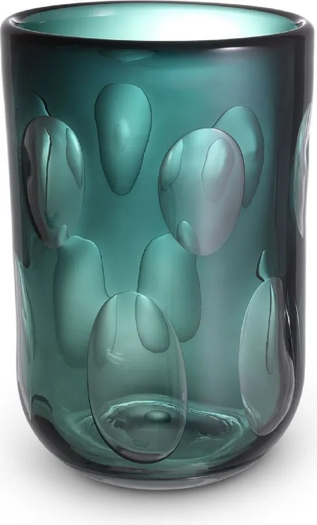Vase en Verre Soufflé Bouche Vert Chic 33cm Artisanat de Luxe Casa Padrino